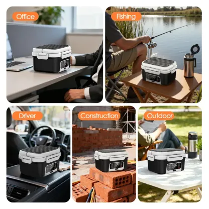 Caja de Almuerzo Eléctrica Portátil Inalámbrica, 1.5L (6.3 tazas), Batería Recargable de 20,000mAh con Calentamiento Automático, Temporizador Inteligente, Libre de BPA, Incluye Cuchara, Bolsa Térmica y Bandeja Extraíble con Divisor