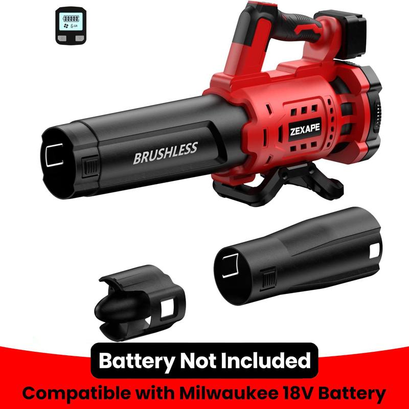 Sopladora Inalámbrica sin Batería, Motor Sin Escobillas, Compatible con Baterías DeWalt 20V, Milwaukee 18V y Makita 18V, 480 CFM, 6 Velocidades, Pantalla Digital para Jardín