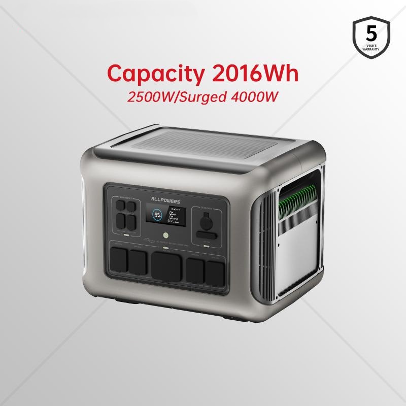 Estación de Energía Portátil 2016Wh LiFePO4, Carga Rápida en 1.5 h, Generador Solar para Hogar, Camping y Emergencias