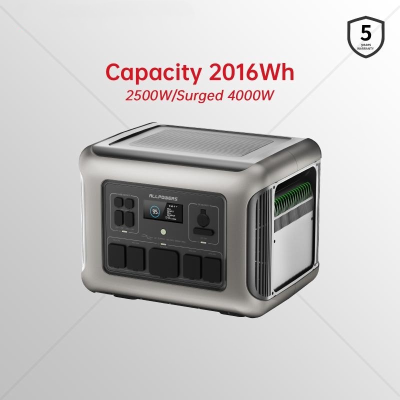 Estación de Energía Portátil 2016Wh LiFePO4, Carga Rápida en 1.5 h, Generador Solar para Hogar, Camping y Emergencias