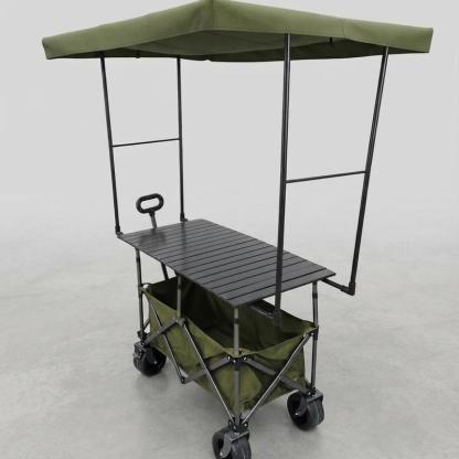 Carrito Multiusos Plegable con Toldo y Ruedas – Estación Móvil para Eventos, Negocios y Picnic