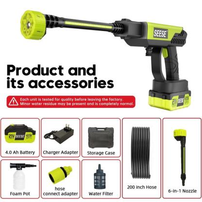 Kit Inalámbrico 2 en 1 21V, Hidrolavadora 1000 PSI y Soplador Turbo para Auto, Jardín y Hogar