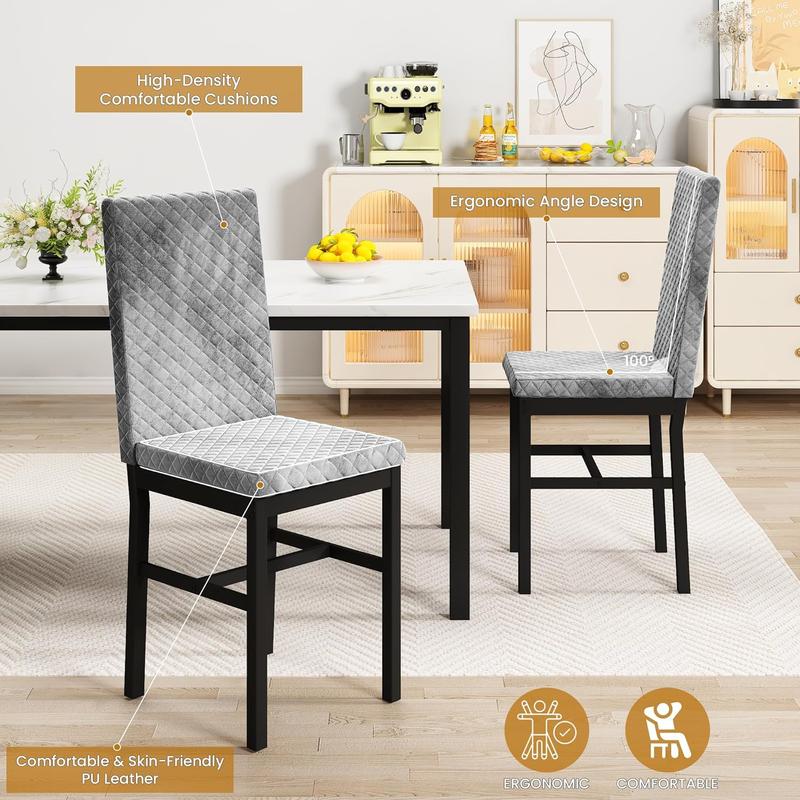 Juego de comedor para 4 personas, mesa con acabado tipo mármol de 120 × 70 cm, incluye 4 sillas modernas tapizadas en terciopelo con diseño ergonómico, ideal para comedor y cocina.