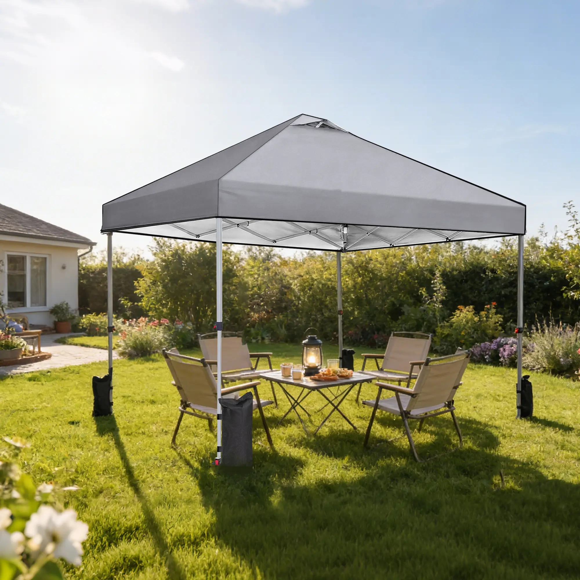 Carpa Instantánea 10x10 – Montaje Fácil, Techo Ventilado y Bolsa con Ruedas, Ideal para Exterior