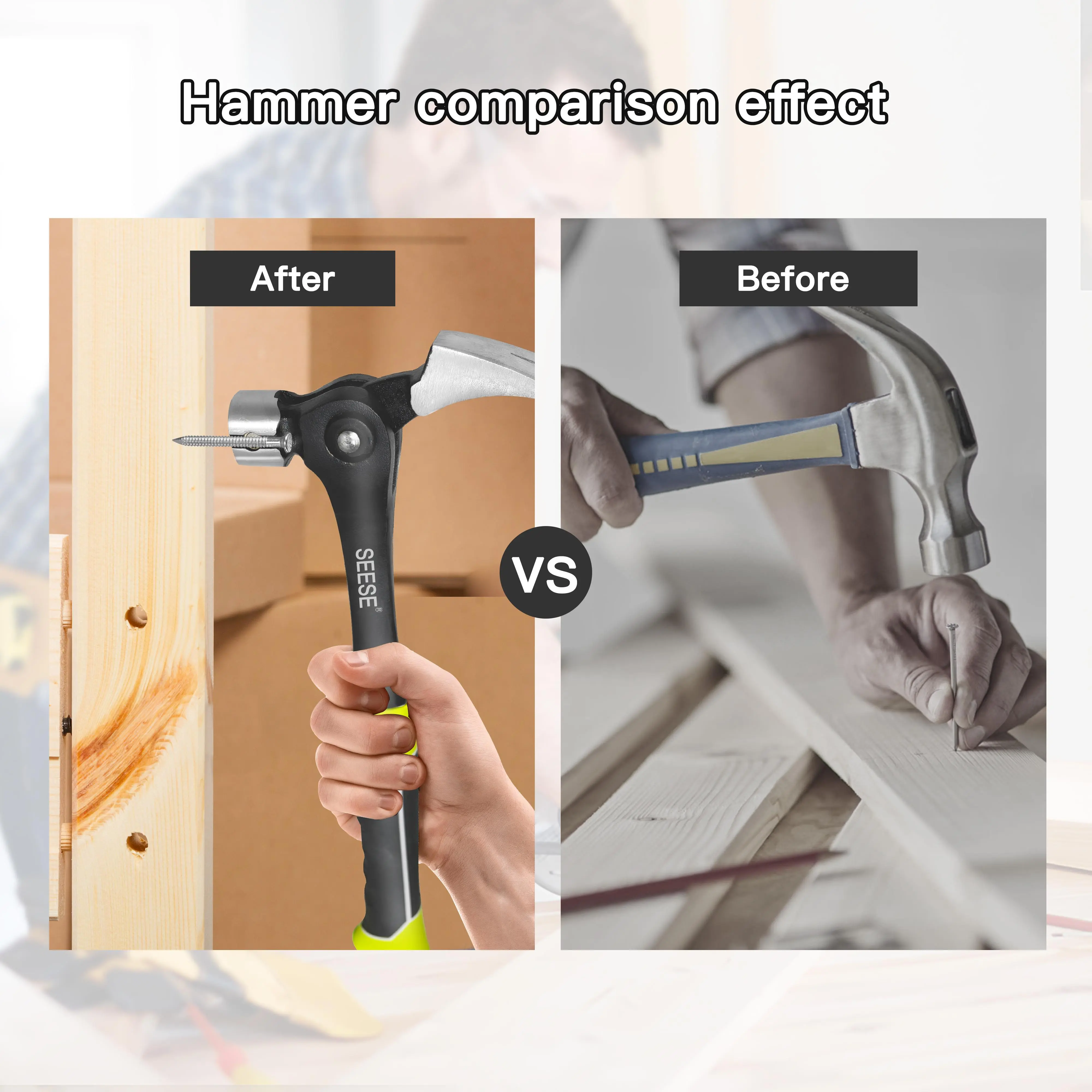 Martillo de Garra de 16 oz con Inicio Magnético de Clavos – Garra para Desgarrar, Cabeza de Acero Forjado, Mango TPR Antishock, Herramienta Resistente para Construcción y DIY