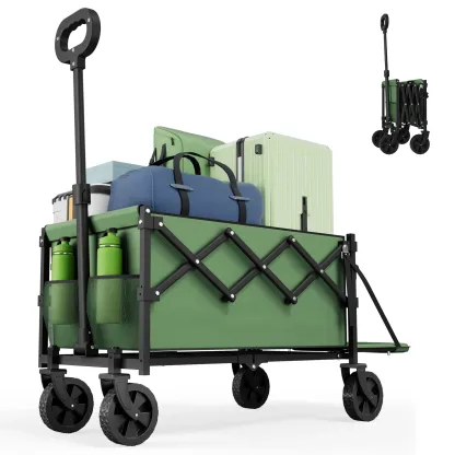 Carro Plegable con Puerta Trasera, Carro de Utilidad Plegable con Capacidad de 350 lbs, Carro Ligero y Portátil para Compras, Camping, Deportes y Jardín