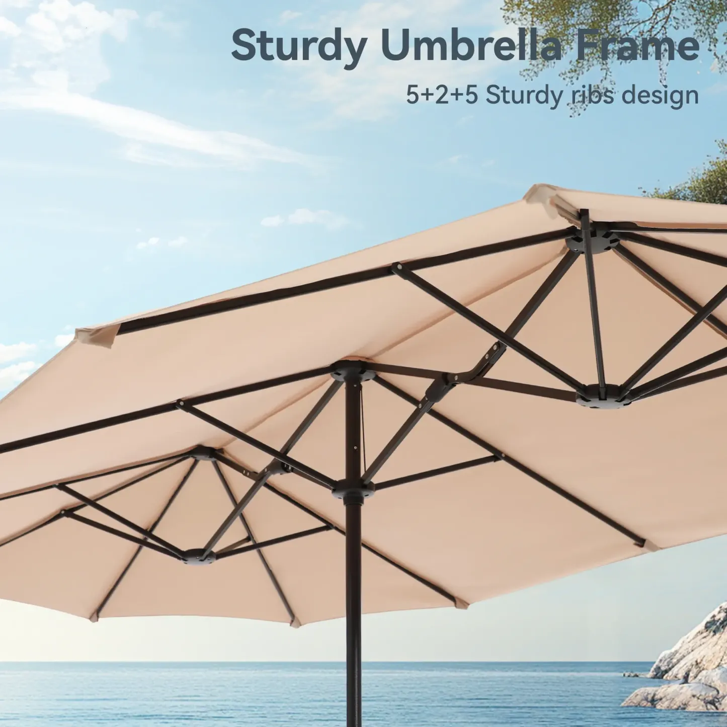 [Novedad 2026] Sombrilla rectangular grande de 4,5 m para exteriores, de doble cara