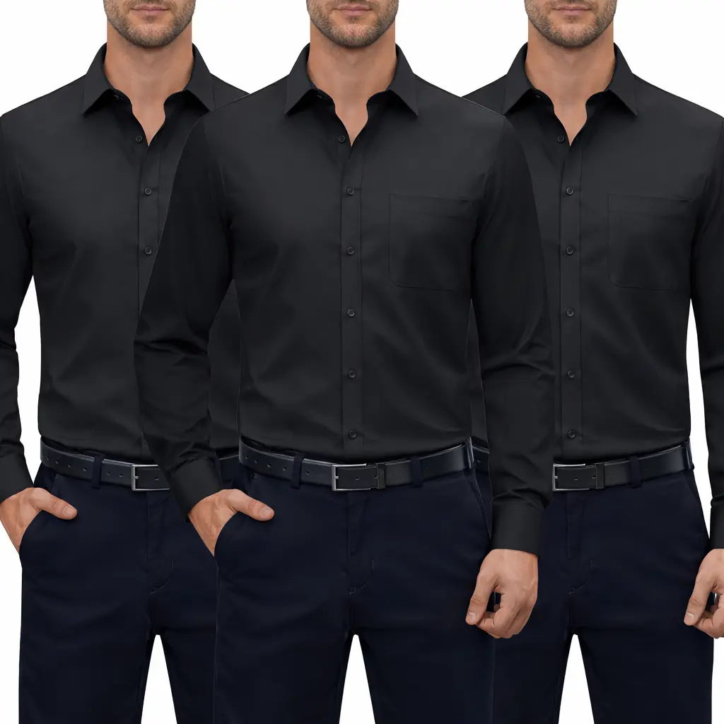 3-Pack Men's Dress Shirts 4-way Stretch Long Sleeve Collared Solid Wedding Dating Button Down Shirts Business Casual Breathable Outfits Menswear