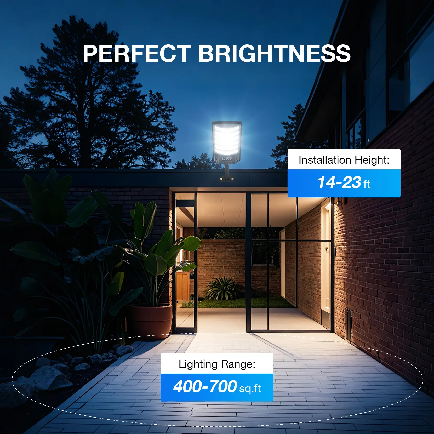Luz solar para calles 4 unidades, 30,000LM, luz exterior tipo foco, de anochecer a amanecer, IP66 impermeable, luz solar para estacionamiento con control remoto, lámpara de seguridad regulable 6500K.