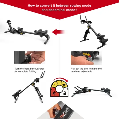 Entrenador abdominal 3 en 1 y máquina de remo Pro con bandas de resistencia | Máquina de ejercicio plegable para entrenamiento de cuerpo completo y tonificación muscular, equipo de gimnasio en casa, rueda abdominal, ab roller.