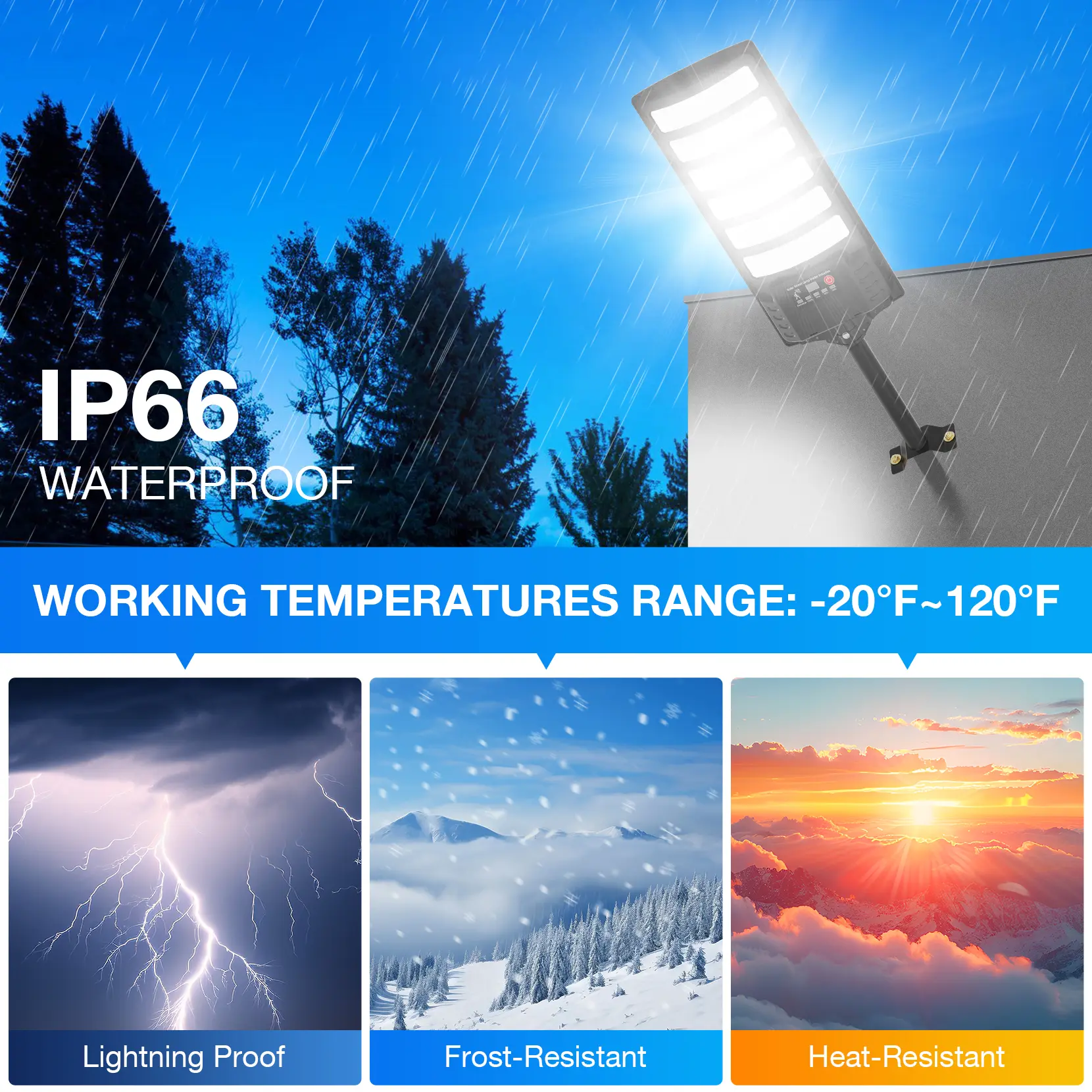 Luz solar para calles 4 unidades, 30,000LM, luz exterior tipo foco, de anochecer a amanecer, IP66 impermeable, luz solar para estacionamiento con control remoto, lámpara de seguridad regulable 6500K.