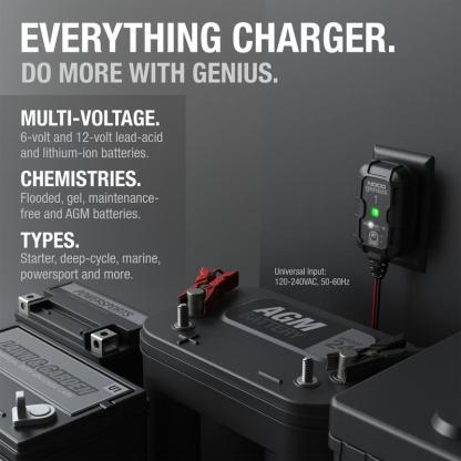 Cargador inteligente de baterías 1A, 6V y 12V, mantenedor de batería, carga lenta y desulfatador.