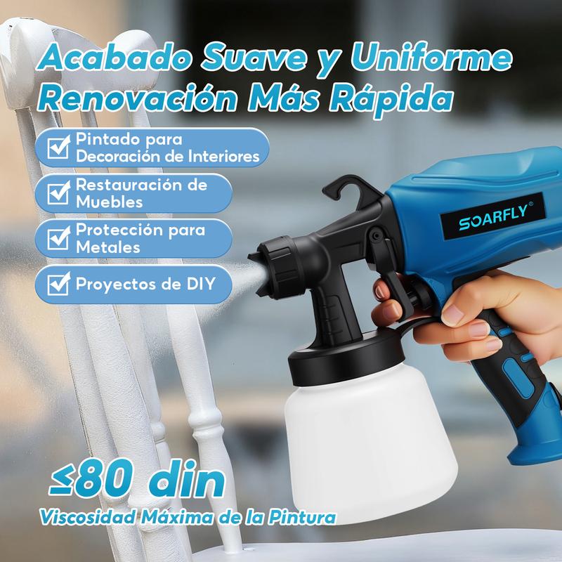 izador de Pintura Multipropósito con 3 Modos de Pulverización y 5 Boquillas para Casas, Paredes, Muebles, Cercas