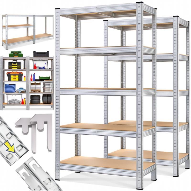 Estantería con 5 Baldes - Capacidad de 875 kg, 183 cm de Altura, 91 cm de Ancho y 46 cm de Profundidad - Estructura de Acero Galvanizado, Perfecta para Cocina, Oficina, Garaje y Más-1001/HY