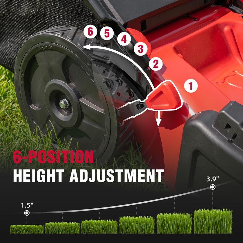 Cortadora de Césped a Gas de 18", Motor OHV de 144 cc de 4 Tiempos, Empuje Manual, Función 2 en 1/3 en 1, Triturado, Bolsa y Descarga Lateral, Ajuste de Altura de 5/6 Niveles, Uso Rudo para Jardines Pequeños (DV8618C/DV8618P)