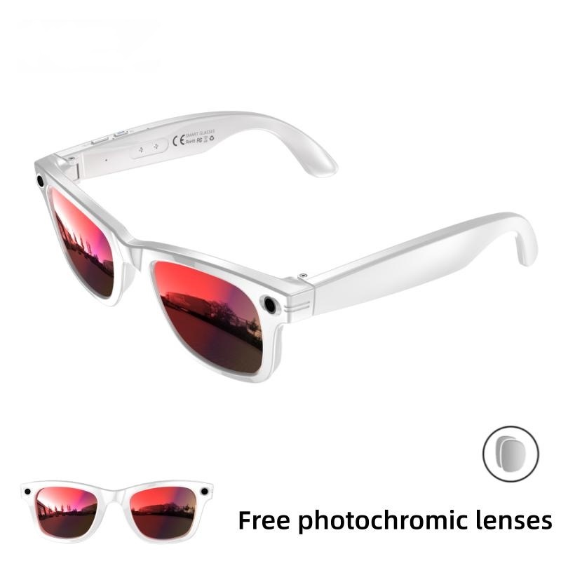 Gafas Inteligentes con IA y Lentes Fotocromáticos de 8MP, Ajuste Táctil por Botón, Traducción en Tiempo Real de Más de 160 Idiomas, Bluetooth Inalámbrico, Grabación de Video y Fotos con Manos Libres, Protección UV para Viajes y Aventuras al Aire Libre, Re