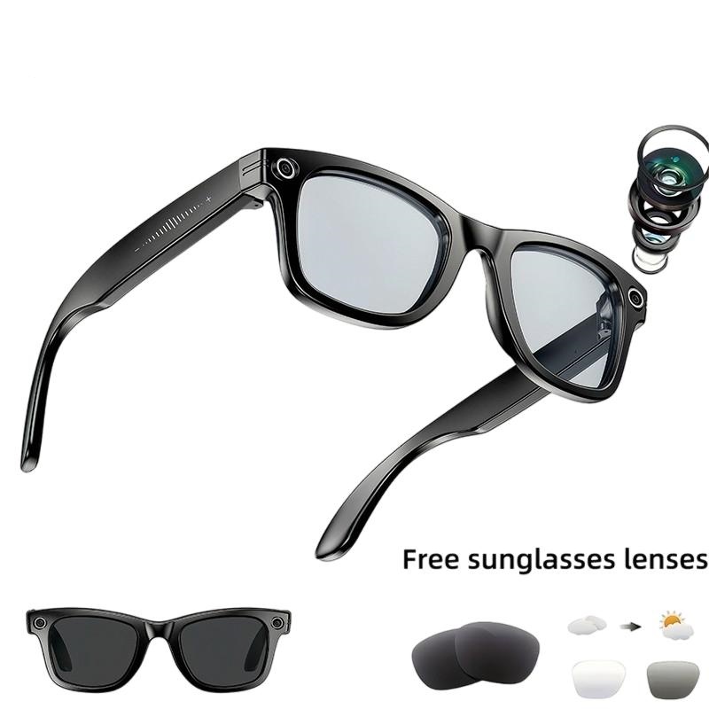 Gafas Inteligentes con IA y Lentes Fotocromáticos de 8MP, Ajuste Táctil por Botón, Traducción en Tiempo Real de Más de 160 Idiomas, Bluetooth Inalámbrico, Grabación de Video y Fotos con Manos Libres, Protección UV para Viajes y Aventuras al Aire Libre, Re