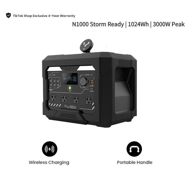 Estación de Energía Portátil 1024Wh LiFePO4, 1800W (3000W Pico), Carga Inalámbrica 25W, UPS <10 ms y Control por App para Hogar y RV