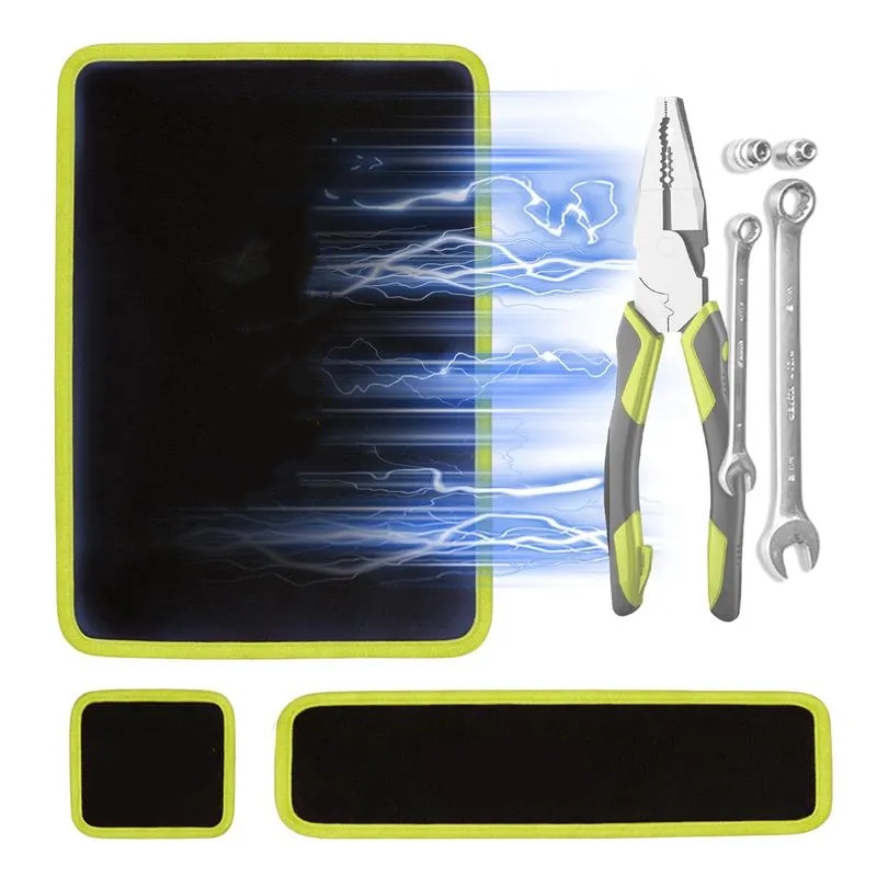 Set de 3 tapetes magnéticos flexibles con herramientas (llaves grandes, medianas y pequeñas), para taller y reparación de autos