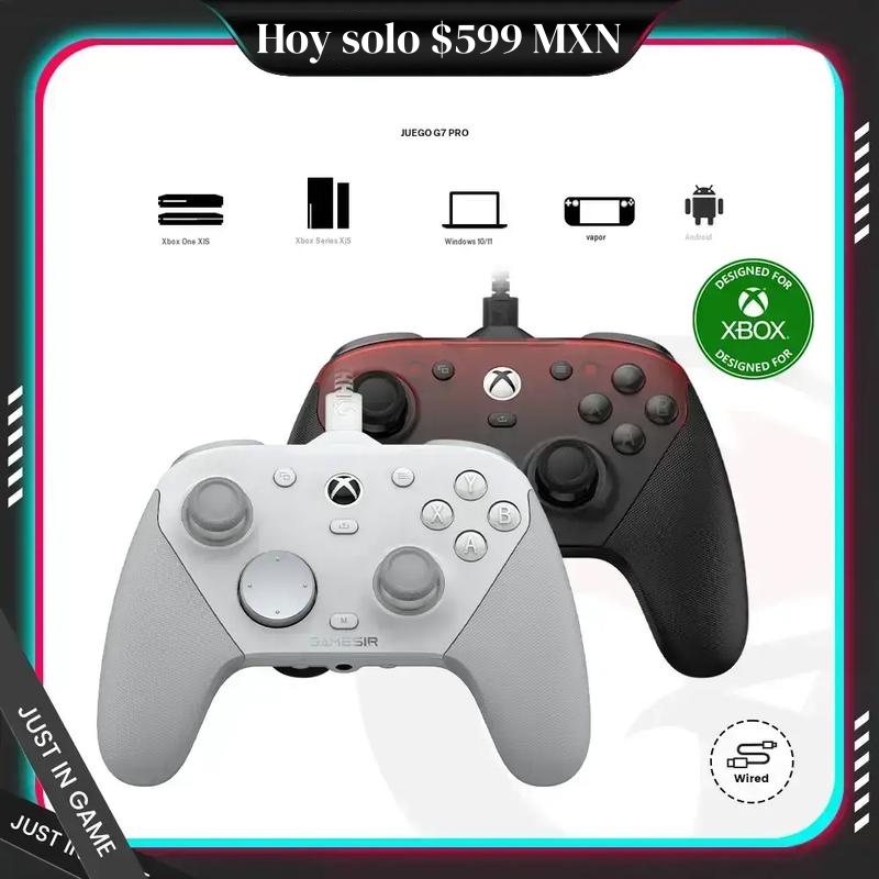 Controlador gamer con cable para Xbox y conexión inalámbrica para PC y móviles. Alta precisión y diseño ergonómico.
