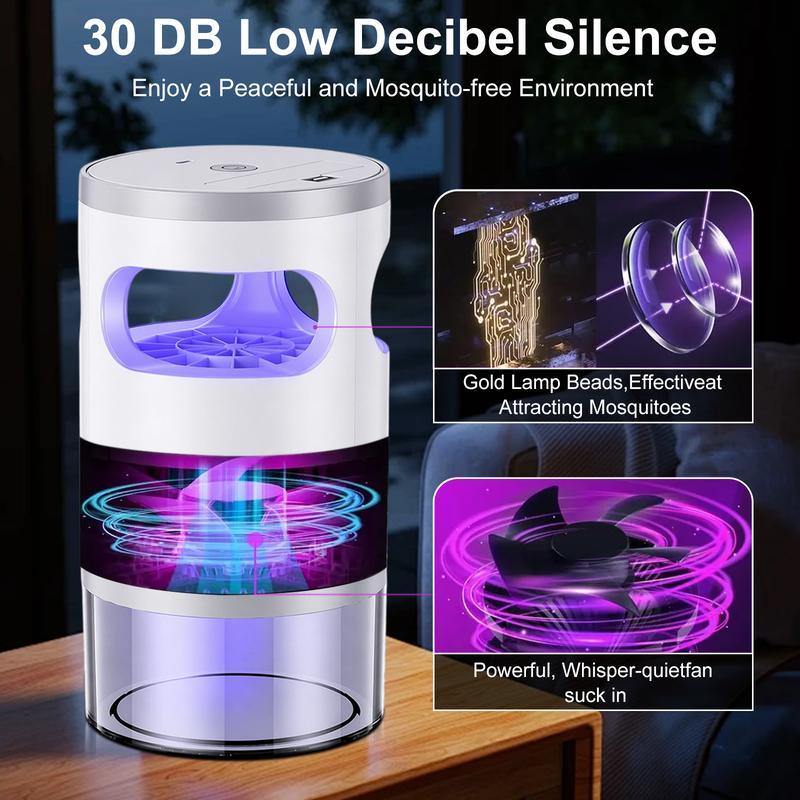Trampa eléctrica para insectos con luz UV y ventilador de succión, diseño enchufable, captura mosquitos y moscas de forma eficiente. Ideal para casa, cocina, dormitorio y oficina.
