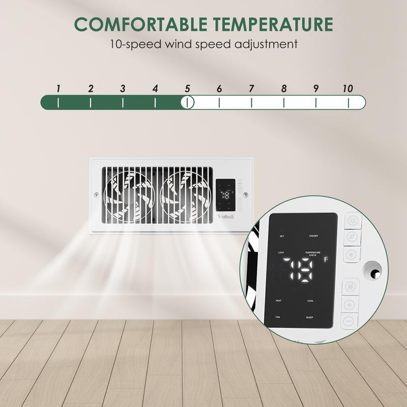 Ventilador booster para rejilla 4x10”, 10 velocidades, silencioso, con control remoto, mejora la circulación de aire en casa.