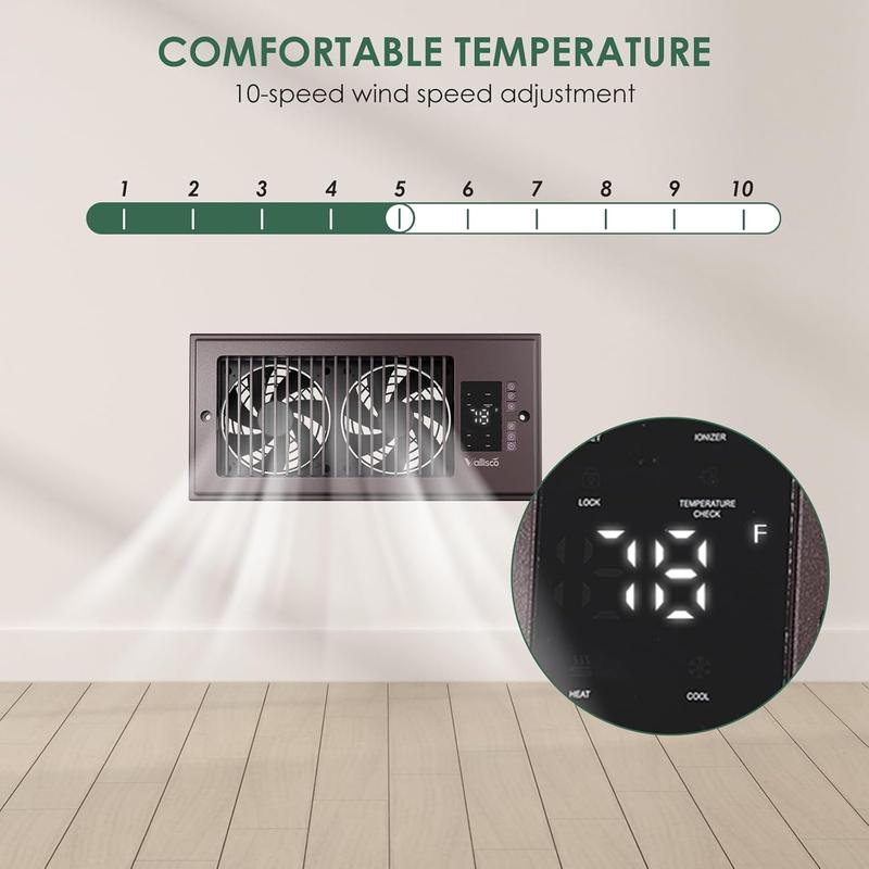 Ventilador booster para rejilla 4x10”, 10 velocidades, silencioso, con control remoto, mejora la circulación de aire en casa.