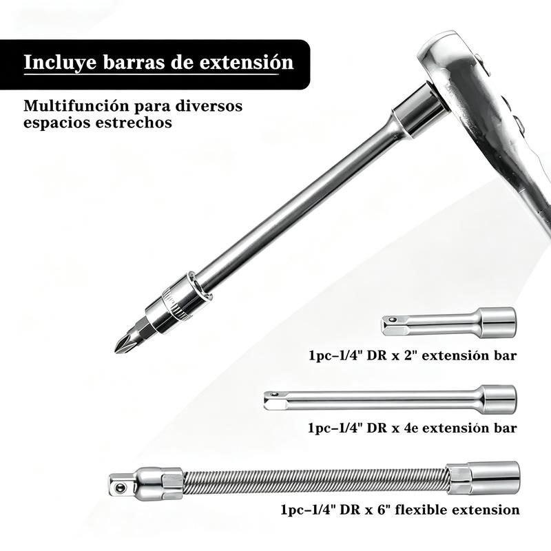 Juego de 46 Herramientas para Reparación Automotriz, Llaves de Vasos, Destornillador de Trinquete, Kit de Herramientas para Autos, Bicicletas, Hogar y Bricolaje con Caja Organizadora