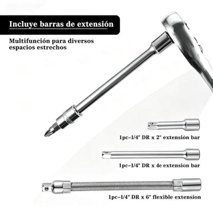 Juego de 46 Herramientas para Reparación Automotriz, Llaves de Vasos, Destornillador de Trinquete, Kit de Herramientas para Autos, Bicicletas, Hogar y Bricolaje con Caja Organizadora