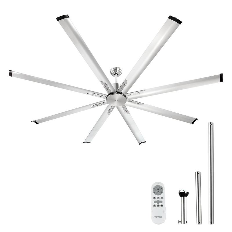 Ventilador de techo 72-84 pulgadas, con o sin luz, 6 velocidades, control remoto, luz LED regulable 3 tonos, motor DC reversible, bajo perfil para interior y exterior.