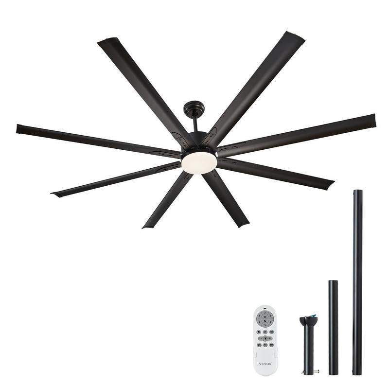 Ventilador de techo 72-84 pulgadas, con o sin luz, 6 velocidades, control remoto, luz LED regulable 3 tonos, motor DC reversible, bajo perfil para interior y exterior.