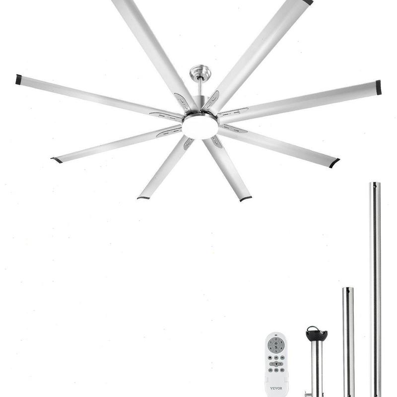 Ventilador de techo 72-84 pulgadas, con o sin luz, 6 velocidades, control remoto, luz LED regulable 3 tonos, motor DC reversible, bajo perfil para interior y exterior.