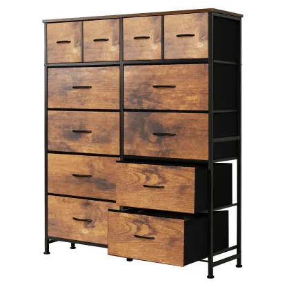 Cómoda de Tela con 12 Cajones, Organizador de Almacenamiento para Dormitorio, Oficina y Hogar, Cajones Extraíbles de Tela, Mueble Práctico para Guardar Ropa y Accesorios