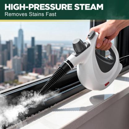 Limpiador portátil de vapor a presión con 12 accesorios, ideal para limpiar cocina, baño, pisos, ventanas y otras superficies del hogar.