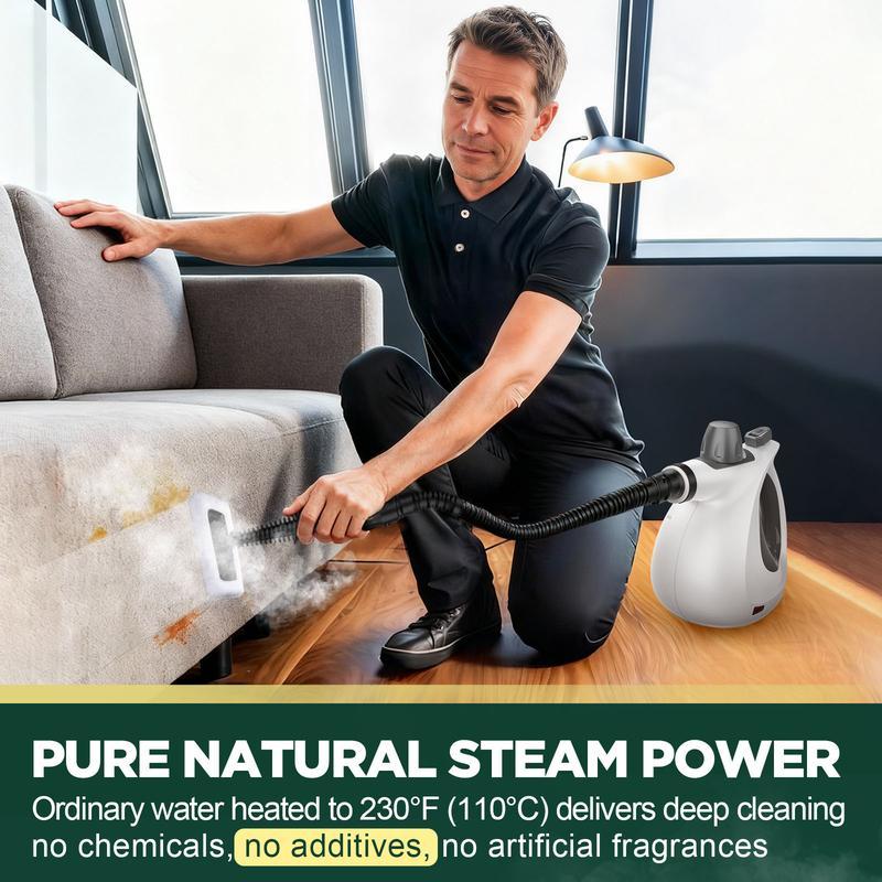 Limpiador portátil de vapor a presión con 12 accesorios, ideal para limpiar cocina, baño, pisos, ventanas y otras superficies del hogar.