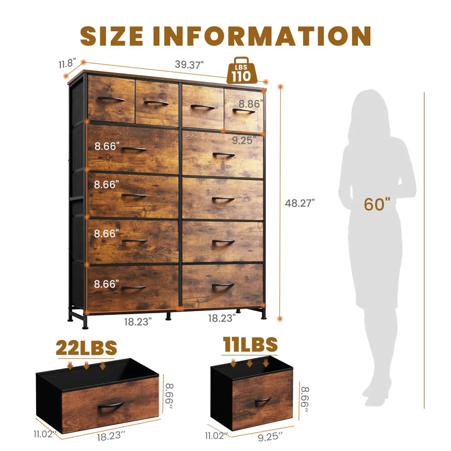 Cómoda de Tela con 12 Cajones, Organizador de Almacenamiento para Dormitorio, Oficina y Hogar, Cajones Extraíbles de Tela, Mueble Práctico para Guardar Ropa y Accesorios