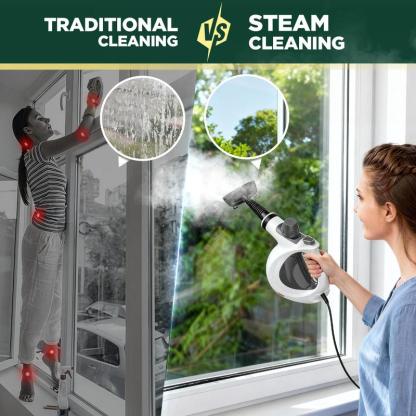 Limpiador portátil de vapor a presión con 12 accesorios, ideal para limpiar cocina, baño, pisos, ventanas y otras superficies del hogar.