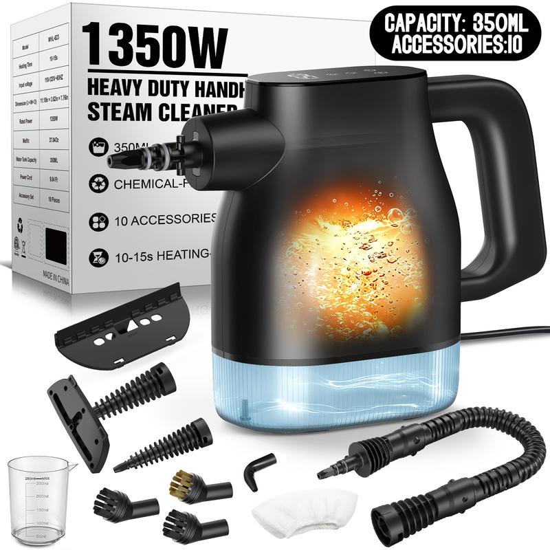Limpiador portátil de vapor a presión con 12 accesorios, ideal para limpiar cocina, baño, pisos, ventanas y otras superficies del hogar.