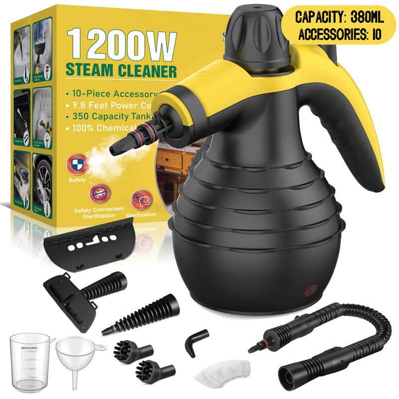 Limpiador portátil de vapor a presión con 12 accesorios, ideal para limpiar cocina, baño, pisos, ventanas y otras superficies del hogar.