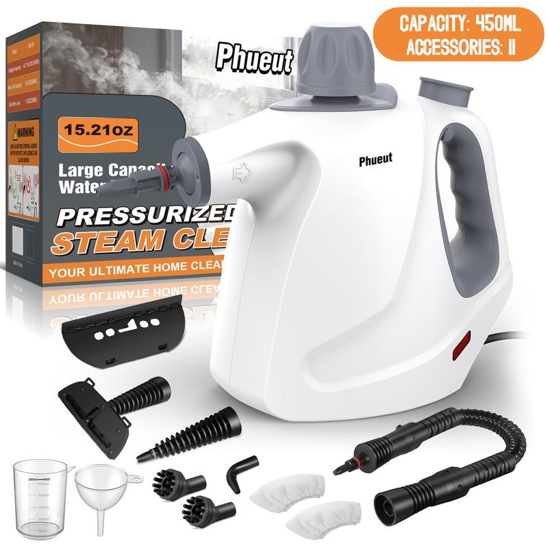 Limpiador portátil de vapor a presión con 12 accesorios, ideal para limpiar cocina, baño, pisos, ventanas y otras superficies del hogar.