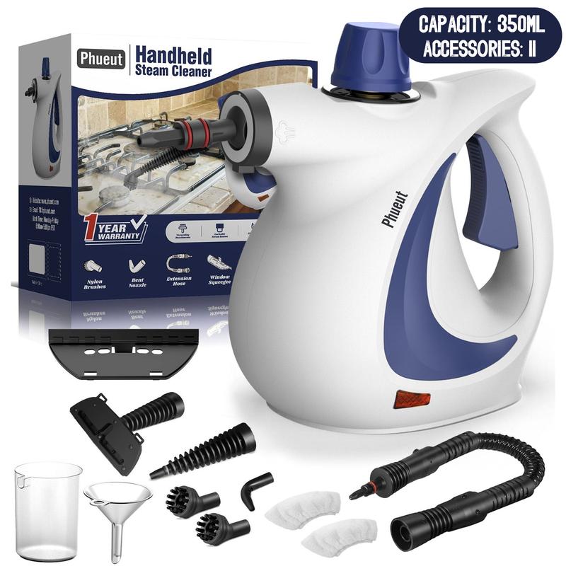 Limpiador portátil de vapor a presión con 12 accesorios, ideal para limpiar cocina, baño, pisos, ventanas y otras superficies del hogar.