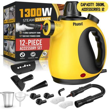 Limpiador portátil de vapor a presión con 12 accesorios, ideal para limpiar cocina, baño, pisos, ventanas y otras superficies del hogar.