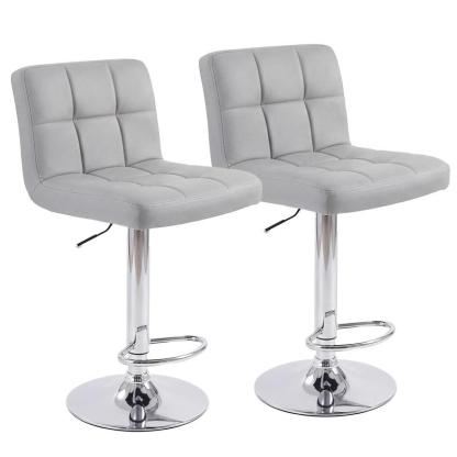 Sillas altas ajustables tipo bar con asiento de piel PU, giro 360°, elevación hidráulica, cojín grueso, respaldo cómodo y estructura de acero resistente, ideal para cocina y barra del hogar.