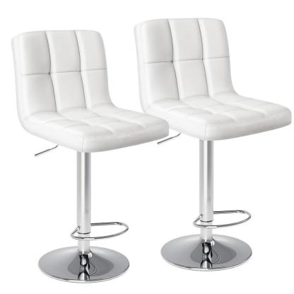 Sillas altas ajustables tipo bar con asiento de piel PU, giro 360°, elevación hidráulica, cojín grueso, respaldo cómodo y estructura de acero resistente, ideal para cocina y barra del hogar.