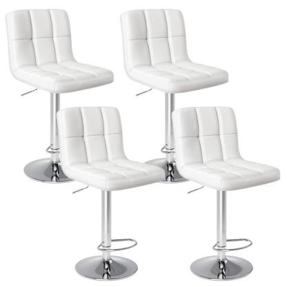 Sillas altas ajustables tipo bar con asiento de piel PU, giro 360°, elevación hidráulica, cojín grueso, respaldo cómodo y estructura de acero resistente, ideal para cocina y barra del hogar.