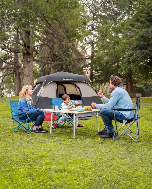 Carpa instantánea para camping de 4/6 personas, instalación en 60 segundos, con cubierta para lluvia, resistente al viento, portátil con bolsa de transporte, ideal para camping familiar y senderismo.
