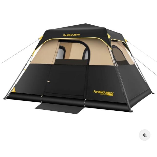 Carpa instantánea para camping de 4/6 personas, instalación en 60 segundos, con cubierta para lluvia, resistente al viento, portátil con bolsa de transporte, ideal para camping familiar y senderismo.