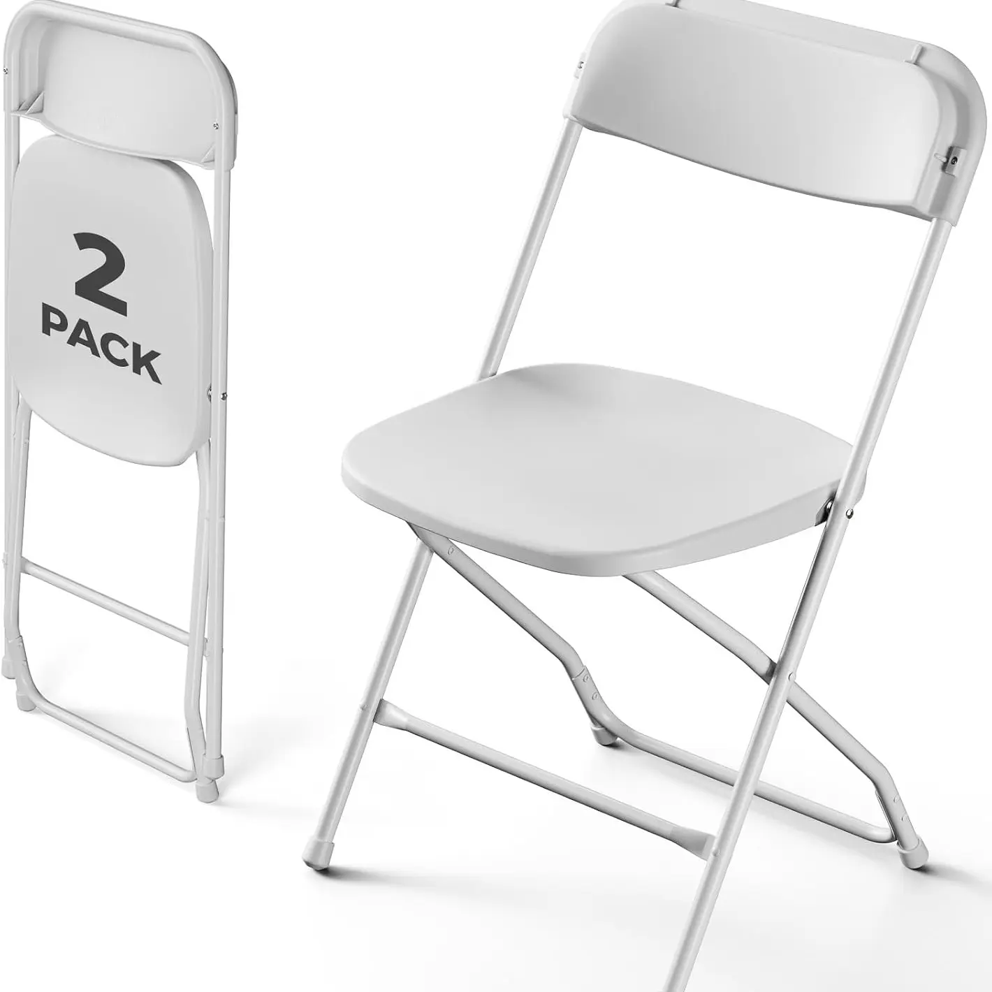 Sillas Plegables de Plástico Reforzado, Respaldo Ergonómico, Capacidad de 350 lb, Apilables, Portátiles para Interior y Exterior, Eventos, Patio y Jardín, Color Blanco