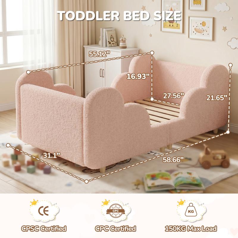 Cama infantil para niños pequeños, con barandal de seguridad desmontable, certificada CPSC, compatible con colchón estándar de cuna, estructura de tela resistente. No incluye colchón.