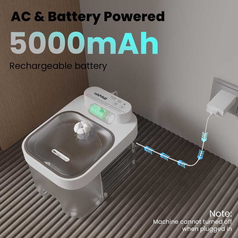 Fuente de agua para gatos 2026 con control APP Wi-Fi 2.4G, batería de 5000mAh, separación de agua limpia y residual, sin filtro, dispensador automático enchufable para mascotas.